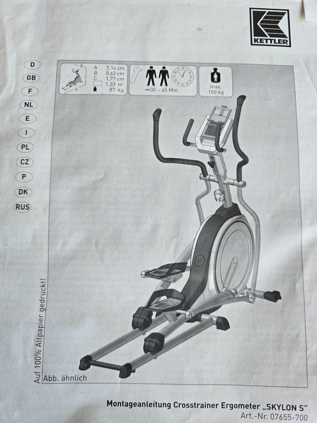 Kettler Vélos d'appartement: Kettler Cross-Trainer Ergometer CSKYLON S gebraucht – D'occasion à Zug par musikundtechnik 2