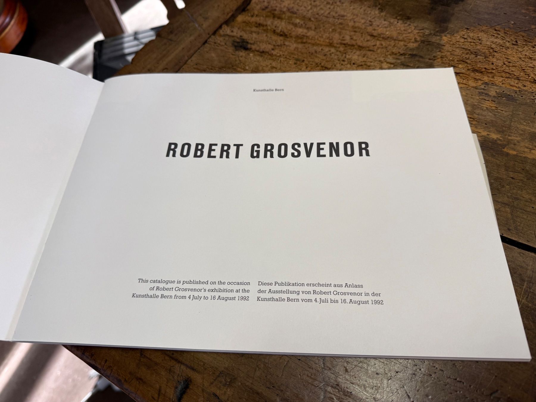 Libri: GROSVENOR Robert Kunsthalle Bern 1992 – Usato da Bern venduto da Jwpm66 1