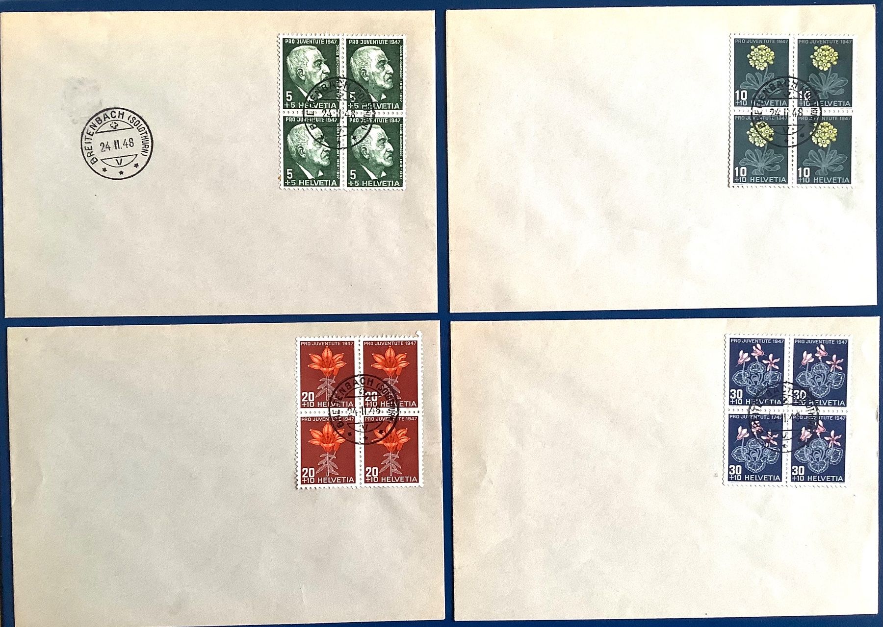 Tutti i francobolli: 1947 Pro Juventute  Viererblock Satz – Usato da Liestal venduto da Pep3