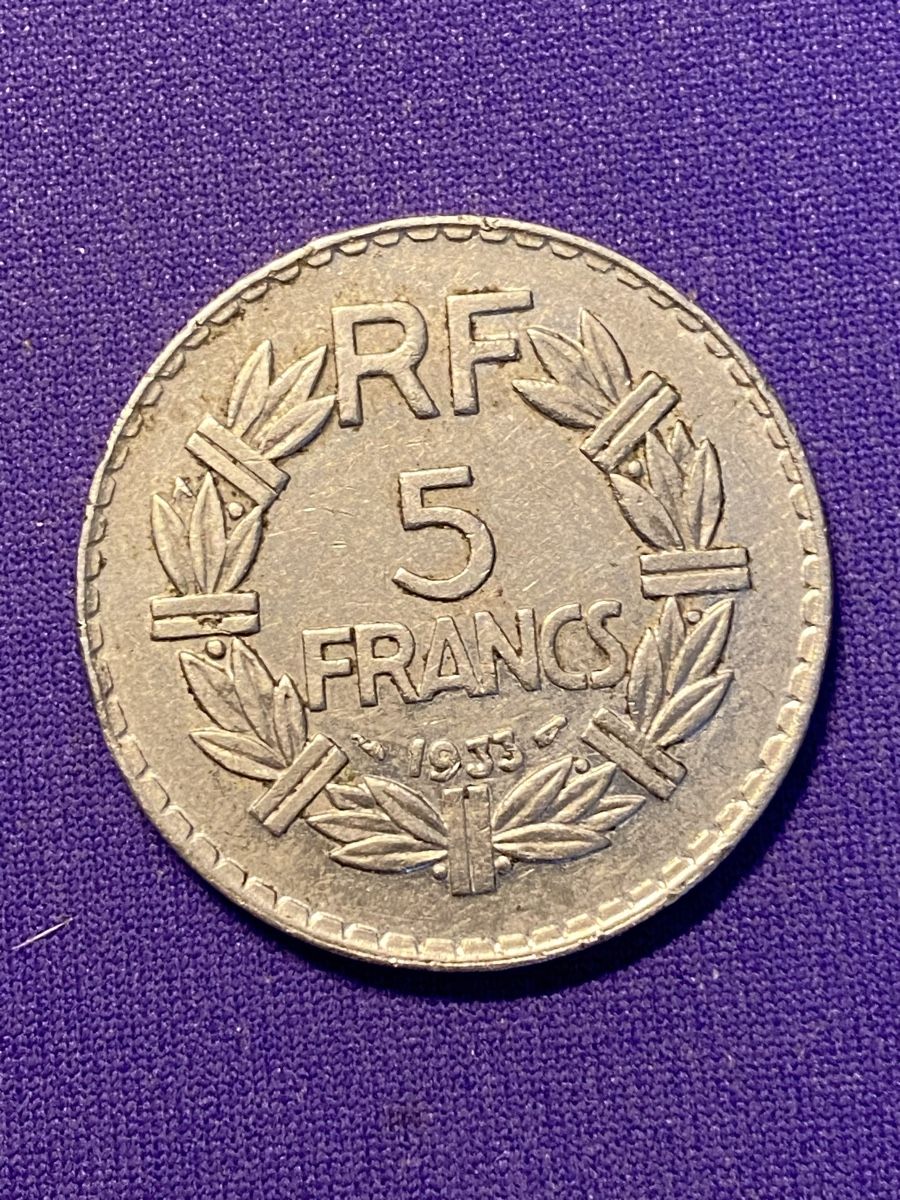 Tutti le monete: France, 5 FF 1933 Nickel  – Usato da Corsier-sur-Vevey venduto da Ginoarturo