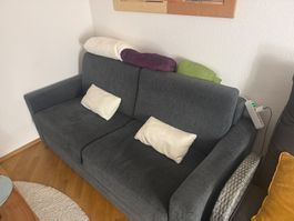 Bettsofa grau 180 cm mit stabilem Metall-Klappmechanismus