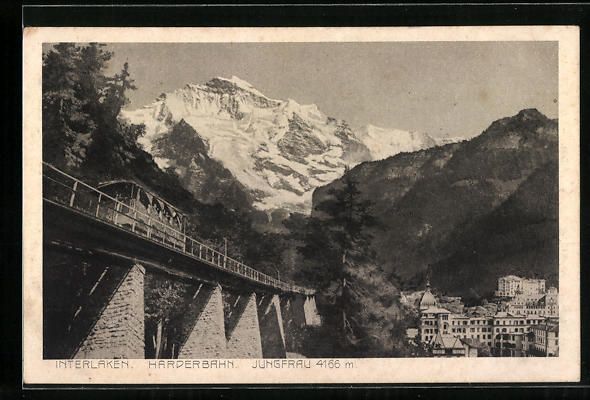 Ansichtskarten: AK Interlaken, Harderbahn, Jungfrau – Gebraucht aus Berlin von bartko-reher
