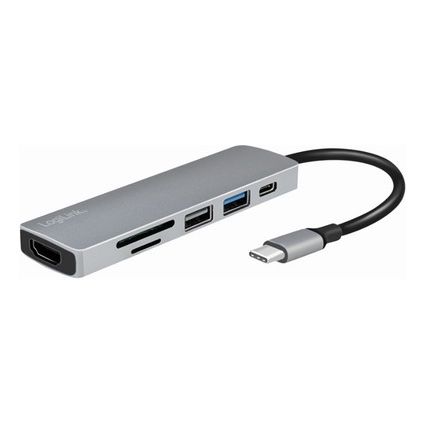 Hub & Switch: LogiLink USB-C 6-in-1 Multifunktions-Hub, silber – Nuovo e nell'imballaggio originale da Luzern venduto da Waince786
