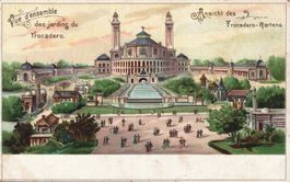 Alte Ansichtskarte Trocadero-Garten Paris um 1900, Litho