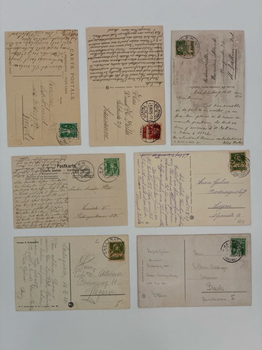 Cartoline postali: 15 Ansichtskarten Schweiz Überraschungs Paket 82 – Usato da Oftringen venduto da Cla.vD.74 1