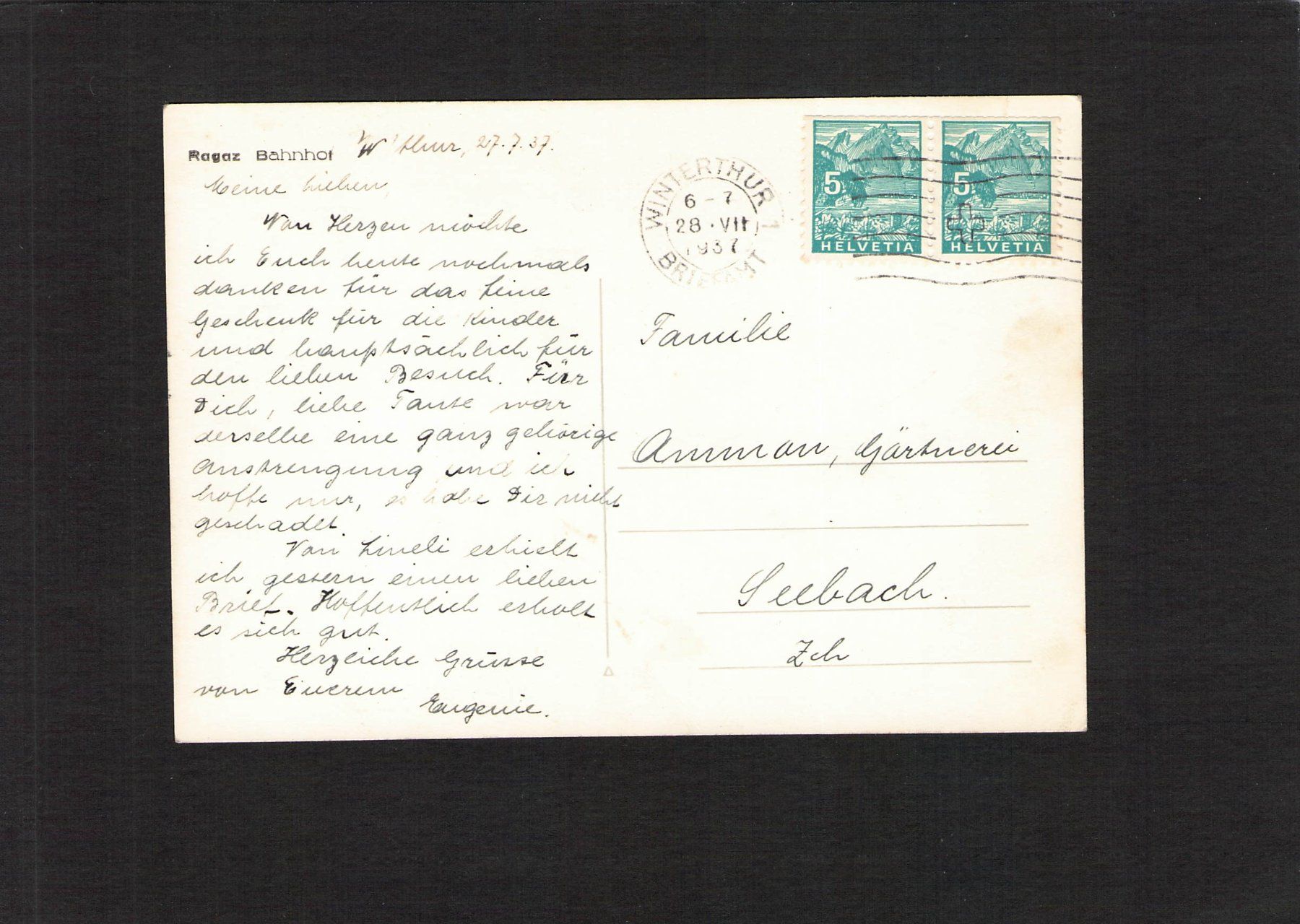 Cartoline postali: #Ragaz Bahnhof 1937 – Usato da Reichenburg venduto da Pipo-67 1