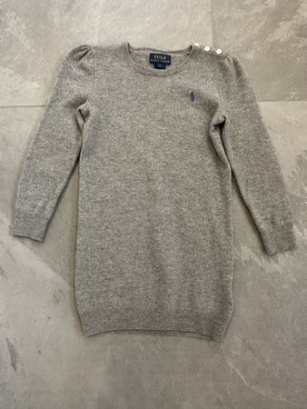 Polo Ralph Lauren Wollkleid Gr. 6, Lederbesatz Ellenbogen