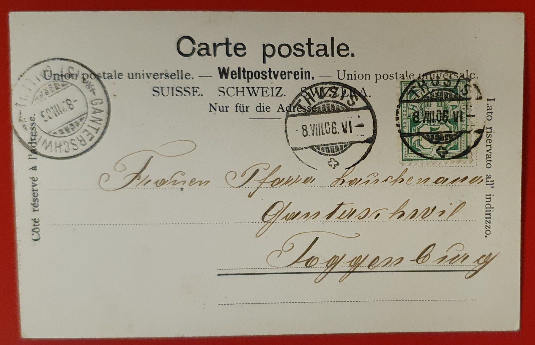 Ansichtskarten: Thusis 1906 - Villa Walser – Gebraucht aus Kreuzlingen von Rschweiz1 1