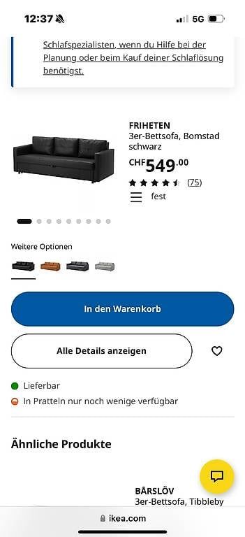 Ikea Divani: FRIHETEN 3er-Bettsofa, Bomstad schwarz – Usato da Dübendorf venduto da lul_fr8k 4
