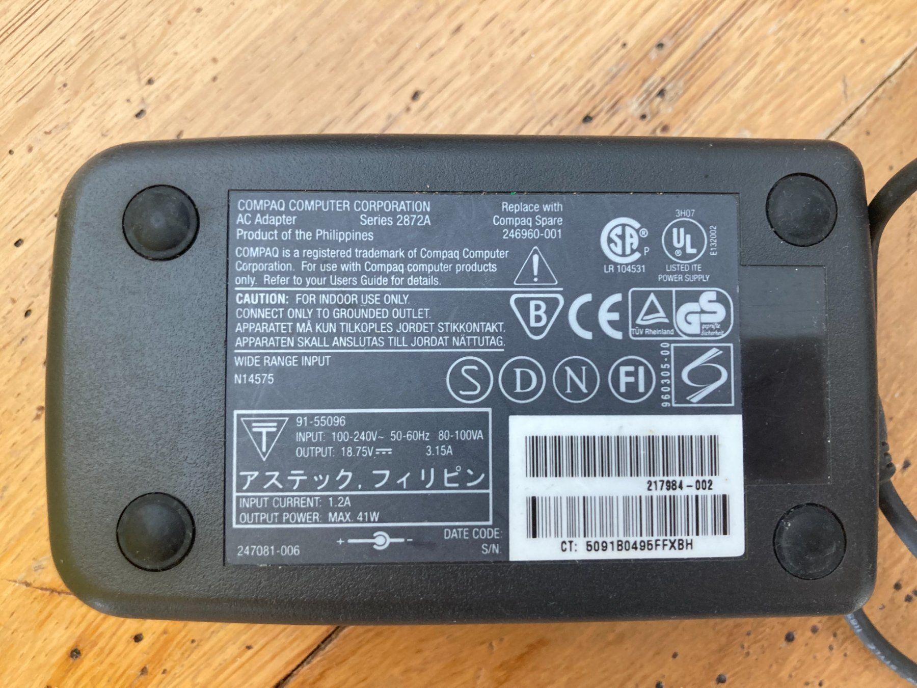 Caricabatterie: Compaq Netzteil Laptop Ladegerät 18.5V 3.5A – Usato da Eglisau venduto da Shoprabbit