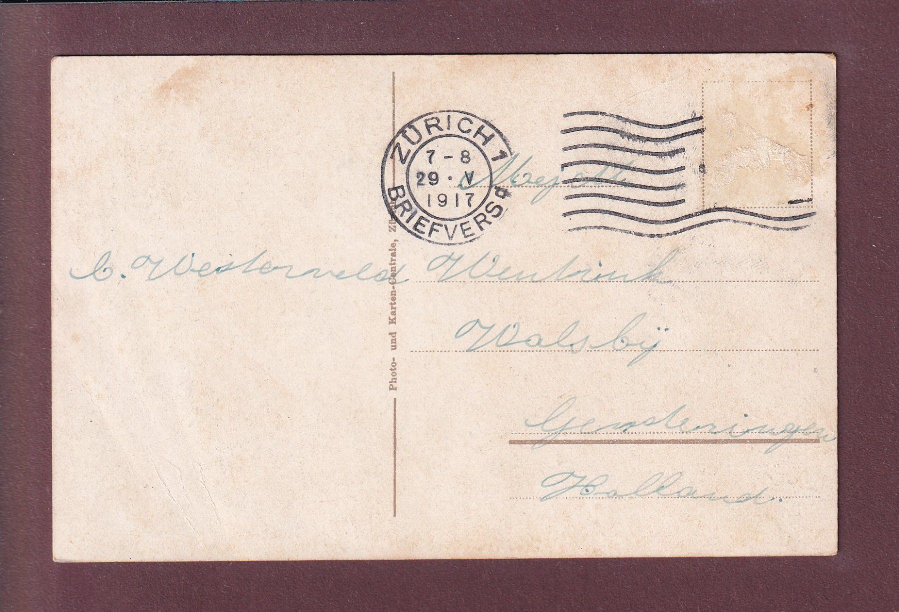 Ansichtskarten: ZÜRICH - St. Peter - 1917 – Gebraucht aus Pully von nicecards 1