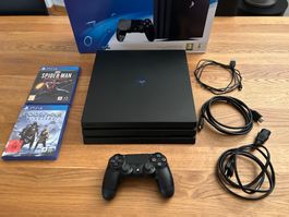 PS4 Pro 1TB Schwarz (in OVP) + Controller + 2 Top-Spiele