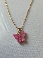 Kette mit Schmetterling Anhänger Pink NEU