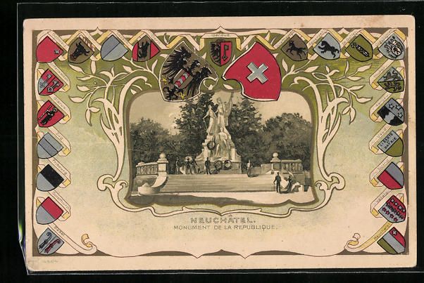 Cartoline postali: Passepartout-Lithographie Neuchatel, Mon – Usato da Berlin venduto da bartko-reher