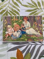 Alte Ansichtskarte Kinder beim Lesen im Wald gebraucht