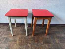2 Vintage Hocker Schemmel 70er Jahre rot retro