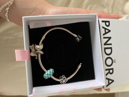 Bracelet Pandora avec charms, argent, occasion en boîte