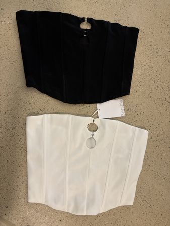 Bershka Corsage Top - Schwarz & Weiss Grösse S