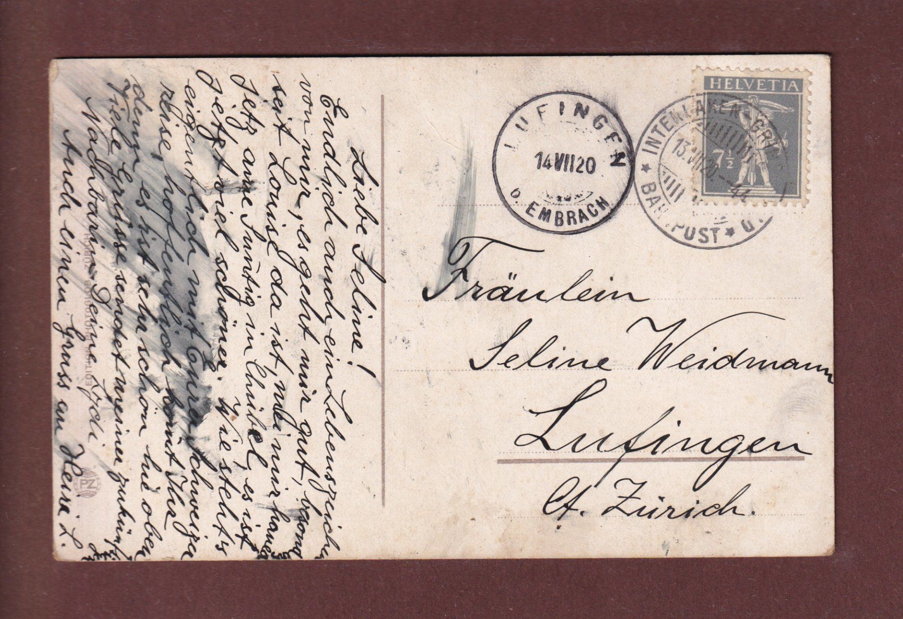 Cartoline postali: GRINDELWALD - Teil mit Kirche - 1920 – Usato da Pully venduto da nicecards 1