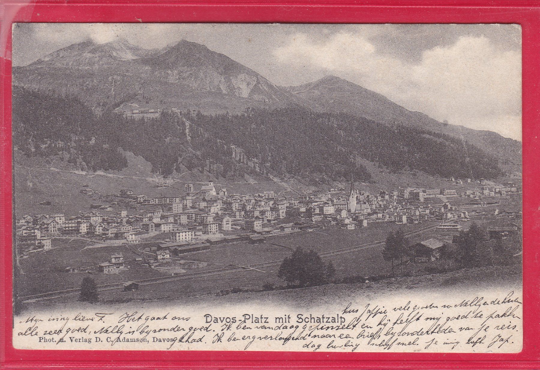 Cartoline postali: DAVOS-PLATZ MIT SCHATZALP, 26.3.1903 – Usato da Oberrieden venduto da Gebirgsstelze