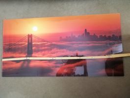Tableau, photo du Golden Gate à San Francisco coucher soleil