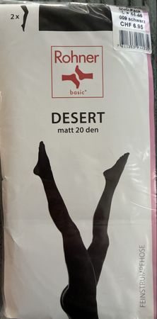2Paar Feinstrumpfhose Rohner Desert 20 den schwarz L 44-46