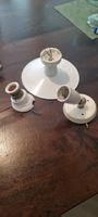 3er Set Vintage Keramik Lampenfassungen