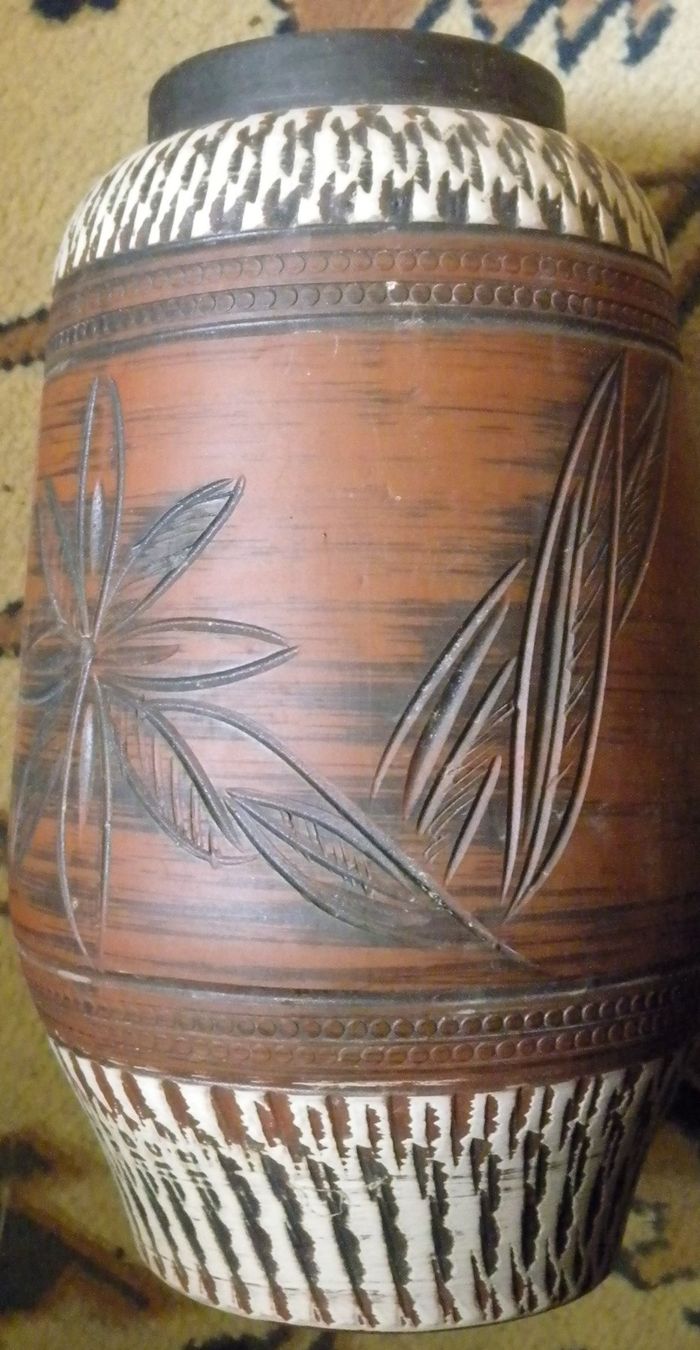 Vasi & Recipienti: Keramik Vase, braun, Herbst Deko mit Blattmuster – Usato da Hauenstein venduto da Danbach