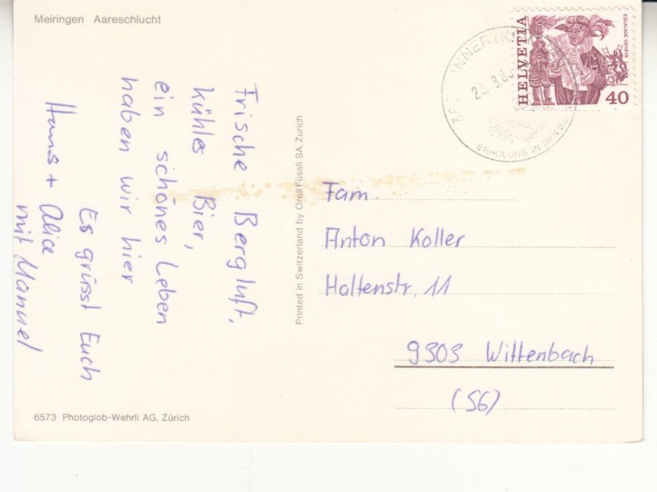 Cartoline postali: Aareschlucht 1980 – Nuovo (secondo la descrizione) da Bürglen TG venduto da StampGraf 1