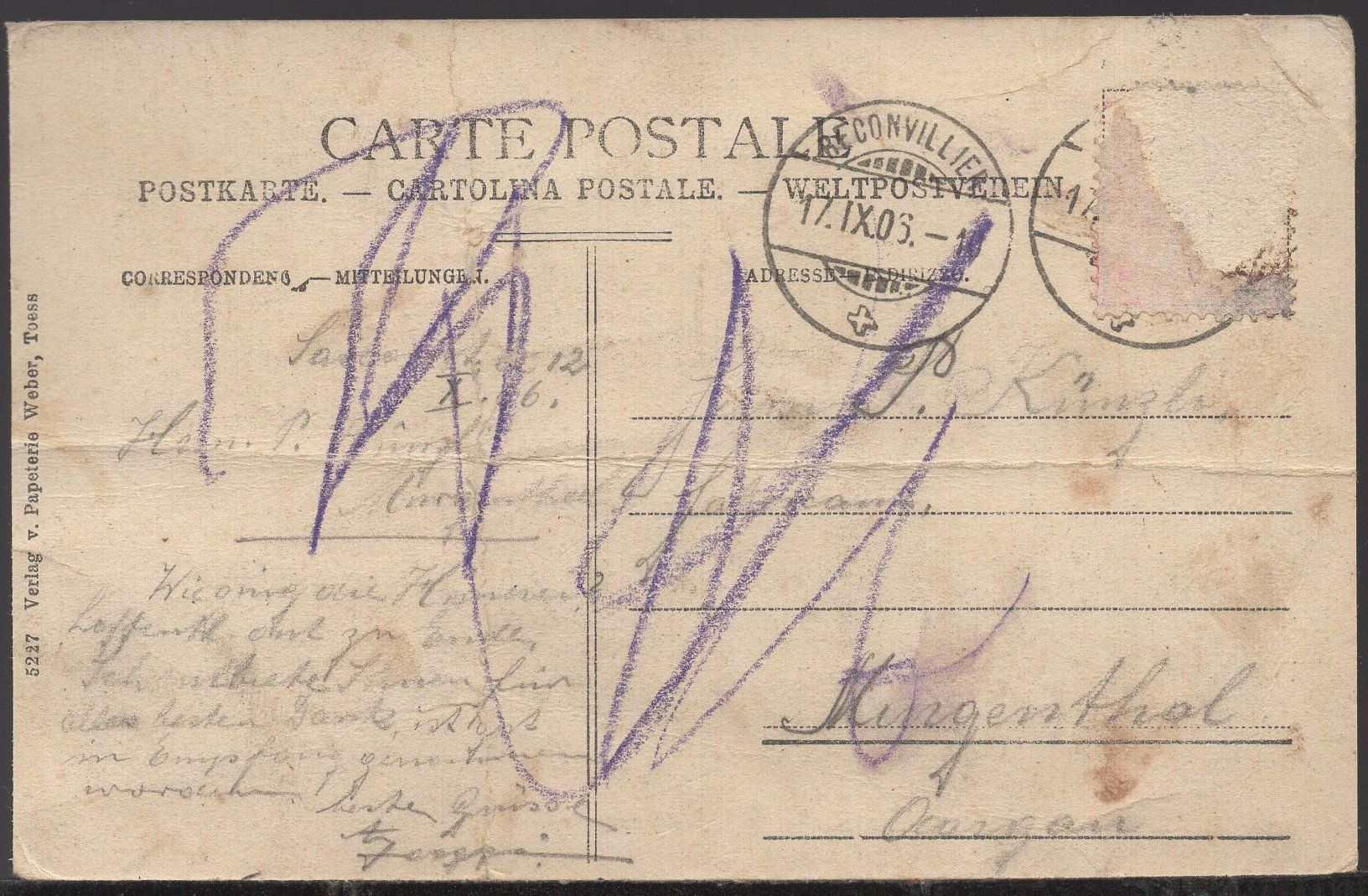 Cartoline postali: Toess  1906  Zürcherstrsse – Difettoso da Aarau venduto da kufi44 2