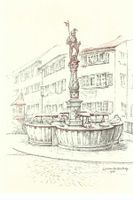 Zürich Stüssibrunnen, 1956 nach Handzeichnung Hadzoy (?)