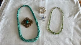 Schmuckset: Kette, Broschen, Anhänger Zustand gut