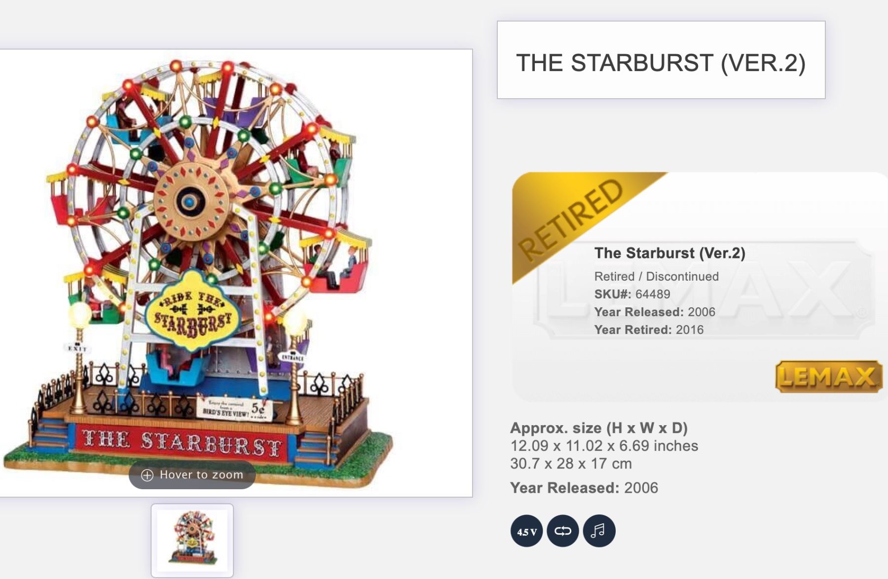 Statuette: Lemax The Starburst Ferris Wheel Christmas – Nuovo e nell'imballaggio originale da St-Gingolph venduto da GoldenKeys 2