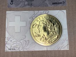 Goldvreneli Swiss Post Sonderblock mit Echtheitszertifikat