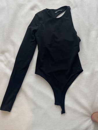 Zara Black One-Shoulder Bodysuit - Long Sleeve - Party!