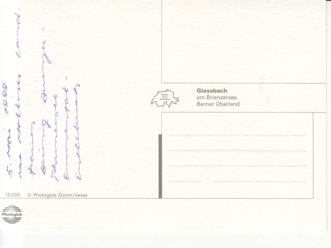Ansichtskarten: Giessbach 1999 – Gebraucht aus Bürglen TG von StampGraf 1
