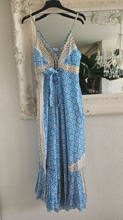 Kleid Maxikleid Sommerkleid Batik Baumwolle Türkis Gr. 38