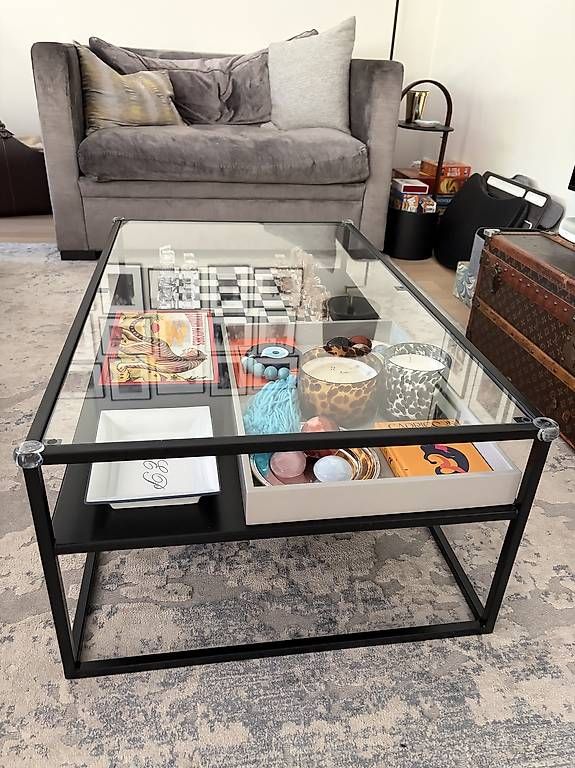 Tavoli: Glass and metal Coffee table  – Usato da Vandoeuvres venduto da cha_9nnv 2