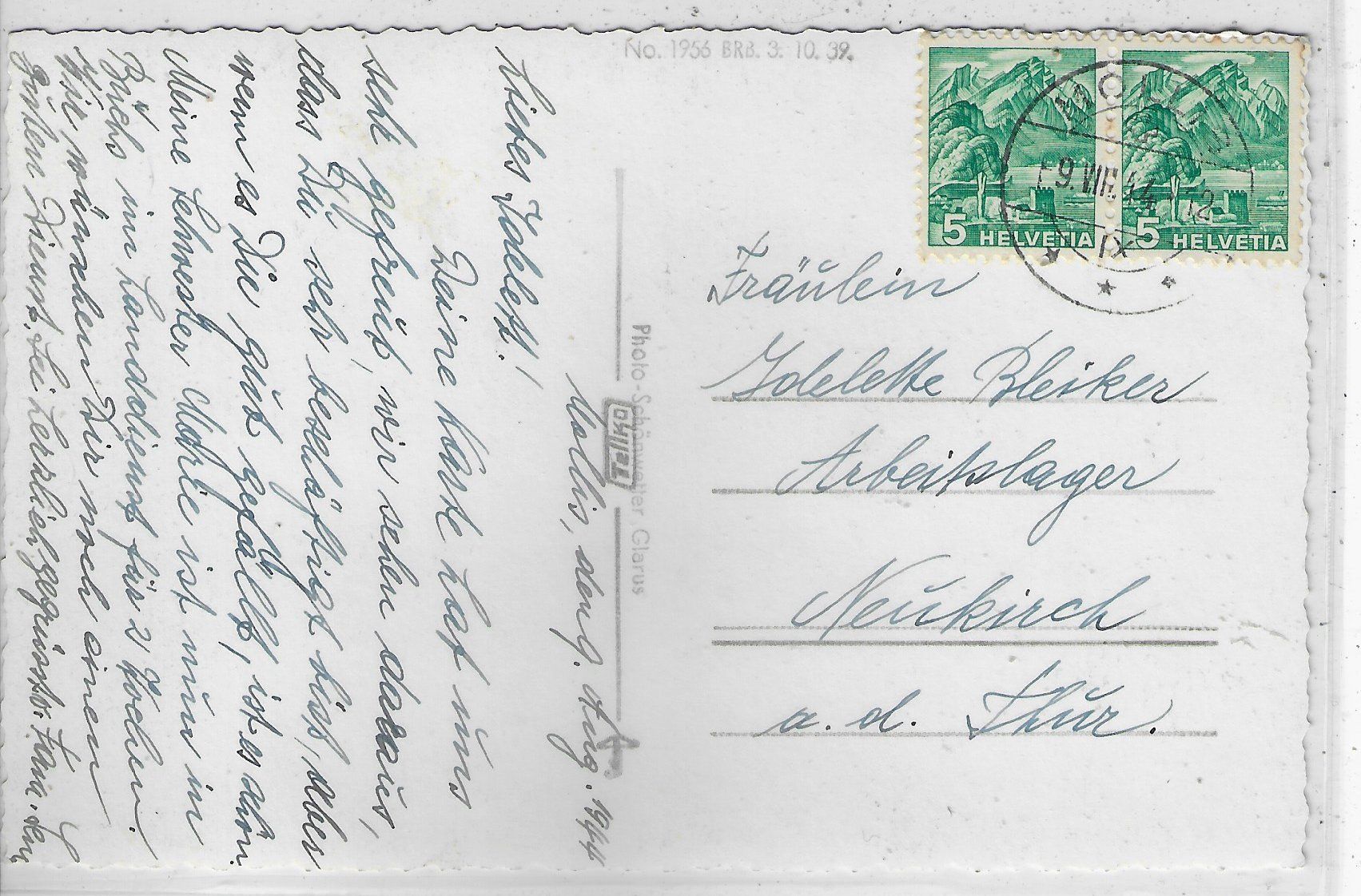 Cartes postales: Mollis - Bahnhofstrasse - Auto GL 312 – D'occasion à Ettingen par Kartenplanet 1