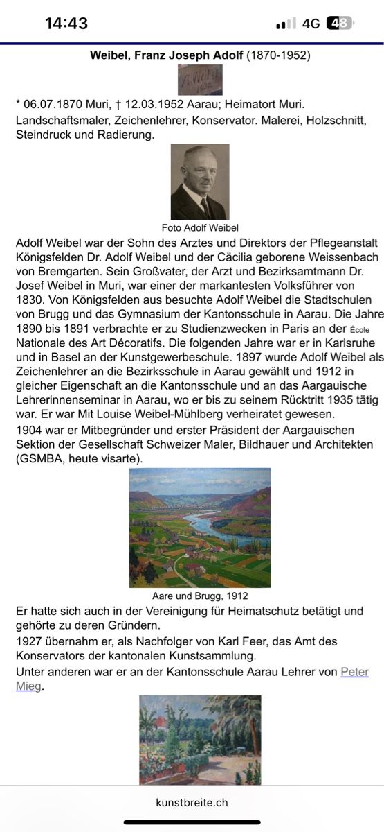 Dipinti: Original Ölgemälde "Aktstudie" von Adolf Weibel, 1950 – Usato da Glarus venduto da KunstWerkEr-LS87 7