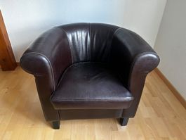 Stilvoller Club-Sessel / Loungesessel in Dunkelbrau