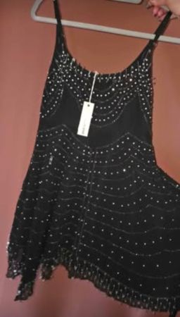 Schwarzes Pailletten-Top, neu mit Etikett, Grösse XXS