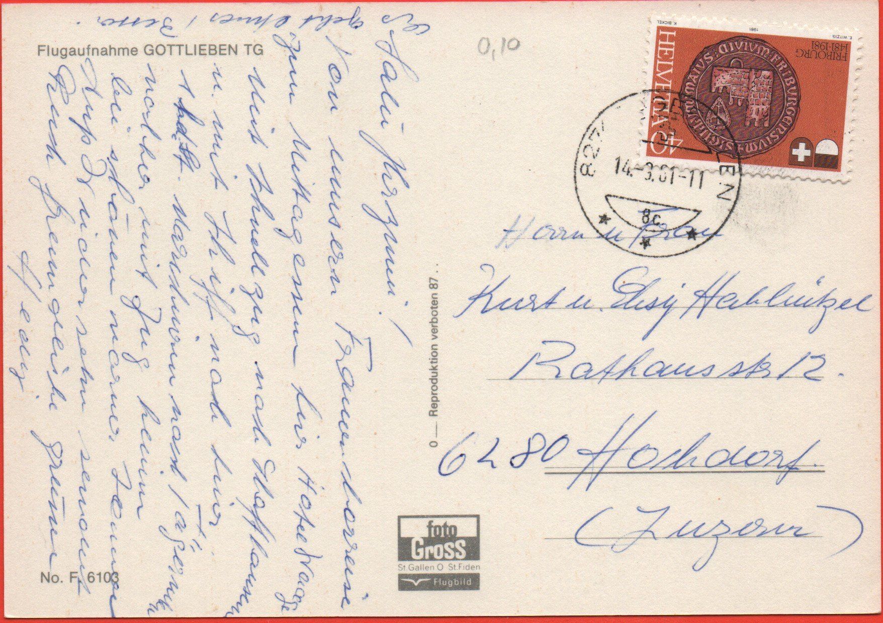 Cartoline postali: GOTTLIEBEN Flugaufnahme – Usato da Jona venduto da philajona 1