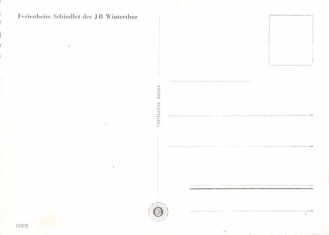 Cartoline postali: Ferienheim SCHINDLET des JB Winterthur – Usato da Lufingen venduto da TopAnsichtskarten 1