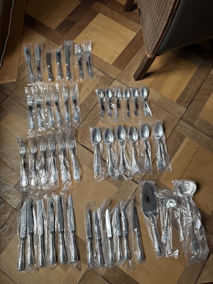 Christofle Set di posate: NEU Christofle Besteck Set Marly versilbert Luxus – Nuovo e nell'imballaggio originale da Lenzburg venduto da ann_bnc9