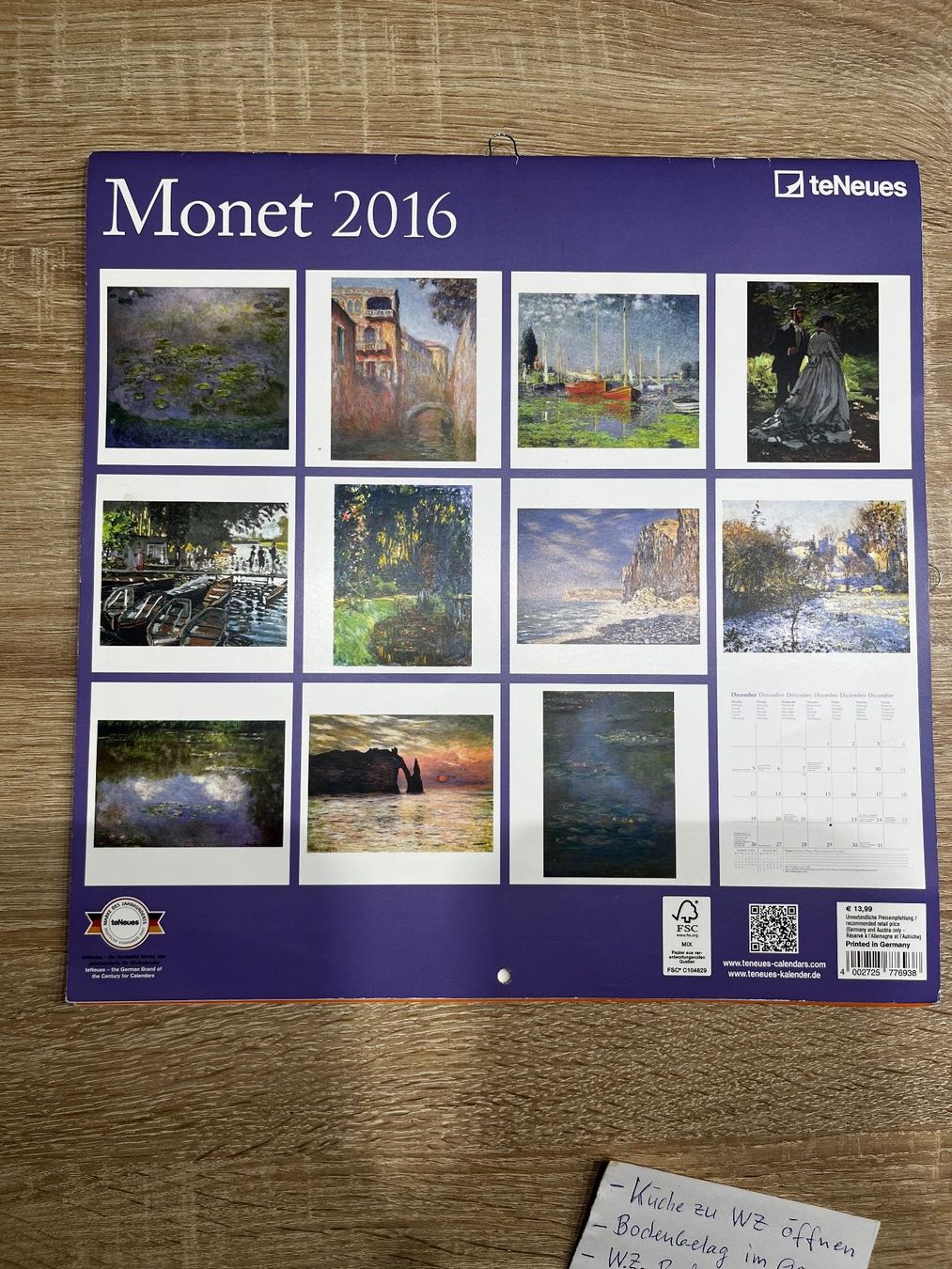 Calendari: Kalender Claude Monet 2016 – Nuovo (secondo la descrizione) da Muttenz venduto da gH5613 1