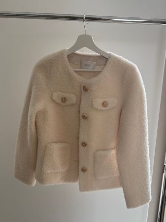 Weisse Teddy Jacke Gr.M (36-38)
