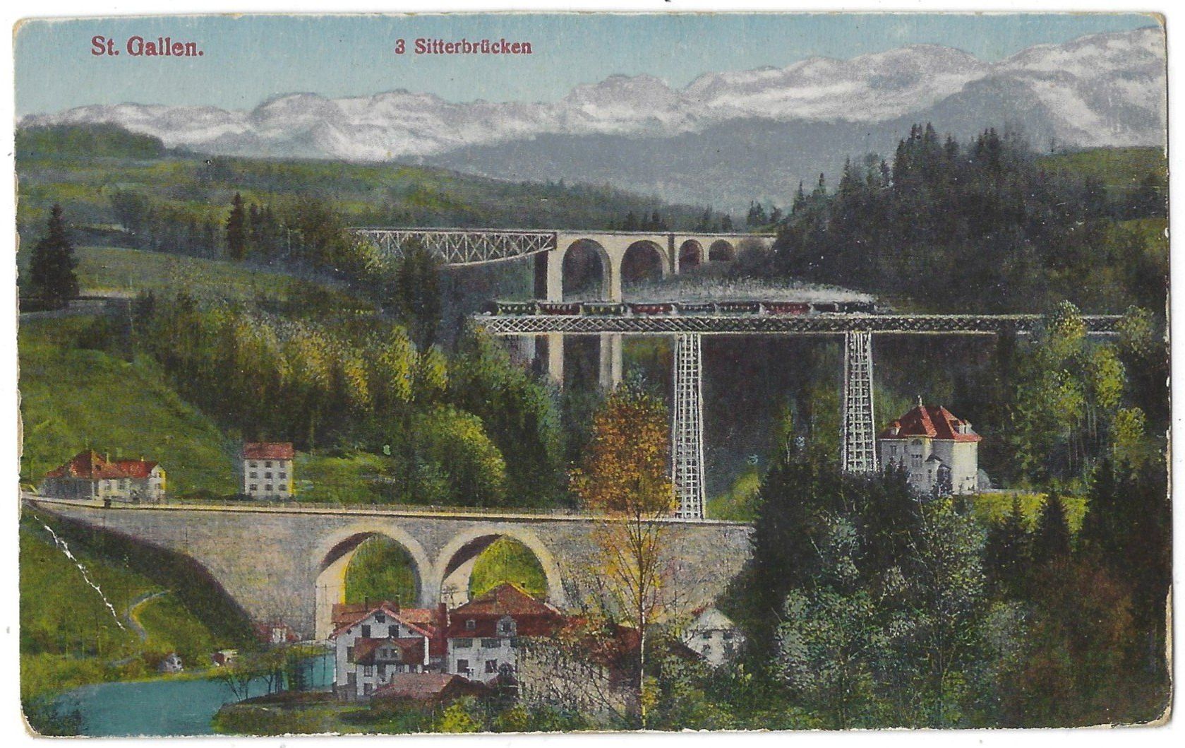 Cartoline postali: St. Gallen.              3  Sitterbrücken – Usato da Bütschwil venduto da Jackson1A