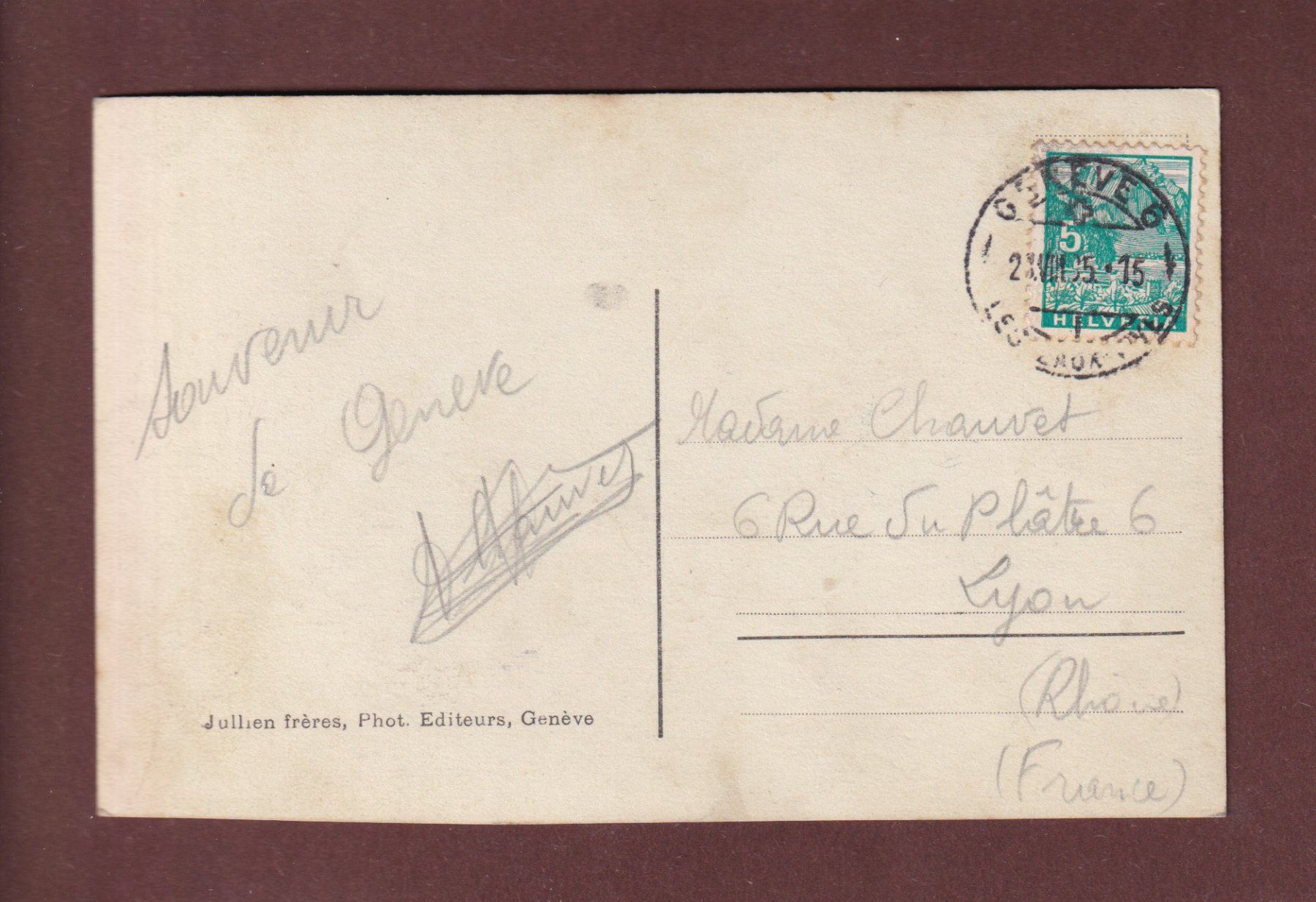 Cartoline postali: GENEVE - La Rade - 1935 – Usato da Pully venduto da nicecards-shop 1