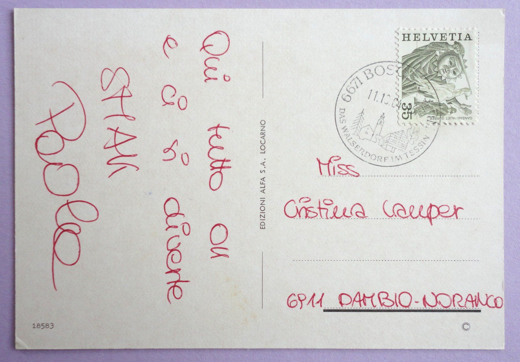 Cartoline postali: Saluti da Bosco Gurin – Usato da Fétigny venduto da Billy2miny 1
